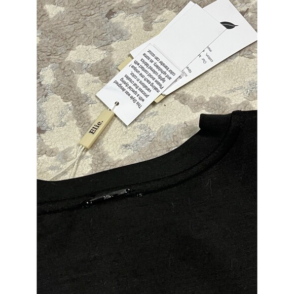 Elie Tahari Long Sleeve Modal Sweatshirt Faux Leather Front Size M NWT - Picture 11 of 11